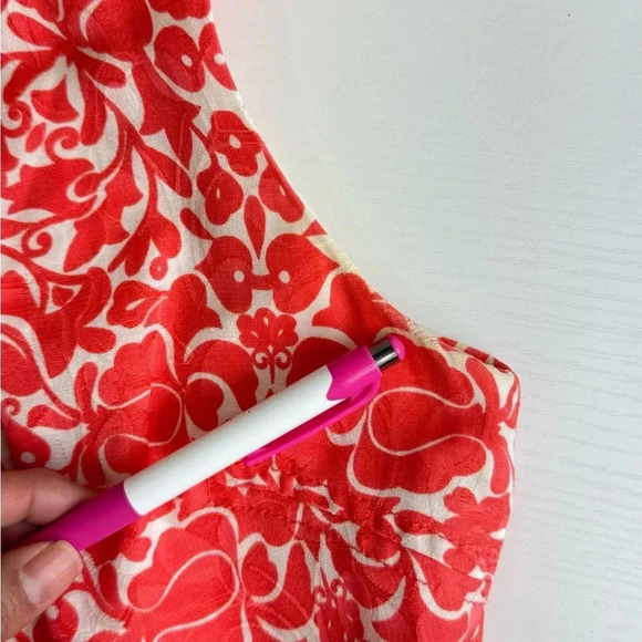 Tory Burch Silk Blend Floral Shift Dress Women size 6 Coral - Picture 9 of 13